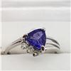 Image 1 : 10K White Gold Tanzanite(1.1ct) Diamond(0.05ct) Ring (~Size 6) (~weight 1.8g), Made in Canada, Insur