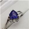 Image 3 : 10K White Gold Tanzanite(1.1ct) Diamond(0.05ct) Ring (~Size 6) (~weight 1.8g), Made in Canada, Insur