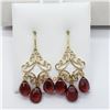 Image 1 : 18K Yellow Gold Garnet(8.2ct) Earrings (~weight 3.49g), Made in Canada, Insurance Value $2175 (Estim
