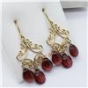 Image 2 : 18K Yellow Gold Garnet(8.2ct) Earrings (~weight 3.49g), Made in Canada, Insurance Value $2175 (Estim