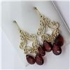 Image 3 : 18K Yellow Gold Garnet(8.2ct) Earrings (~weight 3.49g), Made in Canada, Insurance Value $2175 (Estim