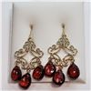 Image 5 : 18K Yellow Gold Garnet(8.2ct) Earrings (~weight 3.49g), Made in Canada, Insurance Value $2175 (Estim