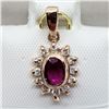 Image 1 : 14K Rose Gold Burmese Ruby(0.52ct) 12 Diamond(0.22ct) Pendant (~weight 1.4g), Made in Canada, Insura