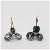 Image 2 : 10K Yellow Gold Rare Natural Blue Zircon(10.6ct) Earrings (~weight 3.07g), Made in Canada, Insurance