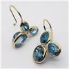 Image 3 : 10K Yellow Gold Rare Natural Blue Zircon(10.6ct) Earrings (~weight 3.07g), Made in Canada, Insurance