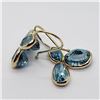 Image 4 : 10K Yellow Gold Rare Natural Blue Zircon(10.6ct) Earrings (~weight 3.07g), Made in Canada, Insurance