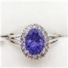 Image 1 : 14K White Gold Tanzanite(1.5ct) 16 Surround Diamond (Si)(0.51ct) Ring (~Size 6) (~weight 3.7g), Made