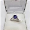 Image 2 : 14K White Gold Tanzanite(1.5ct) 16 Surround Diamond (Si)(0.51ct) Ring (~Size 6) (~weight 3.7g), Made