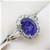 Image 3 : 14K White Gold Tanzanite(1.5ct) 16 Surround Diamond (Si)(0.51ct) Ring (~Size 6) (~weight 3.7g), Made