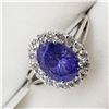 Image 4 : 14K White Gold Tanzanite(1.5ct) 16 Surround Diamond (Si)(0.51ct) Ring (~Size 6) (~weight 3.7g), Made