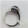 Image 5 : 14K White Gold Tanzanite(1.5ct) 16 Surround Diamond (Si)(0.51ct) Ring (~Size 6) (~weight 3.7g), Made