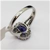 Image 6 : 14K White Gold Tanzanite(1.5ct) 16 Surround Diamond (Si)(0.51ct) Ring (~Size 6) (~weight 3.7g), Made