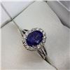 Image 7 : 14K White Gold Tanzanite(1.5ct) 16 Surround Diamond (Si)(0.51ct) Ring (~Size 6) (~weight 3.7g), Made