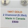 Image 5 : 14K White Gold Diamond Stud (Si1 - Si2)(0.35ct) Earrings (~weight 0.4g), Made in Canada, Suggested R