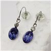 Image 2 : 14K White Gold Tanzanite (1.7ct) Diamond (I2 - I3) (0.06ct) Dangle Earrings (~weight 0.66g), Made in