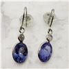 Image 3 : 14K White Gold Tanzanite (1.7ct) Diamond (I2 - I3) (0.06ct) Dangle Earrings (~weight 0.66g), Made in