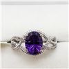 Image 1 : 10K White Gold Amethyst(1.56ct) Diamond (I)(0.08ct) Ring (~Size 7) (~weight 3.46g), Insurance Value 