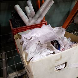2 BOXES OF SHOP RAGS AND POSTERS