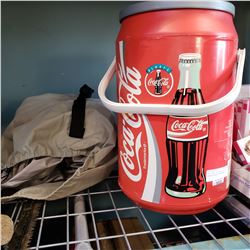 COCA COLA COOLER AND ELECTRIC INFLATE QUEEN AIR MATTRESS