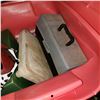 Image 3 : PINK TOTE OF HARDWARE, SKI GOGGLES, FISHING HOOKS, ETC