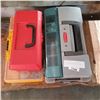 Image 1 : GREY AND YELLOW TACKLE BOX WITH CONTENTS AND SMALL TACKLE BOX