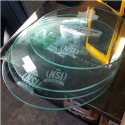 4 ROUND GLASS ETCHED PIECES