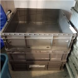 4 GREY STORAGE BINS