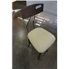 Image 2 : ANTIQUE METAL AND WOOD OFFICE CHAIR W/ LEATHER CUSHION