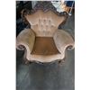 Image 1 : HIGHLY CARVED FRENCH PROVINCIAL ANTIQUE TUFTED ARM CHAIR