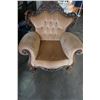 Image 1 : HIGHLY CARVED FRENCH PROVINCIAL ANTIQUE TUFTED ARM CHAIR