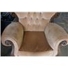 Image 2 : HIGHLY CARVED FRENCH PROVINCIAL ANTIQUE TUFTED ARM CHAIR