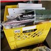 Image 1 : YELLOW CRATE OF ASSORTED NEW LOST PROPERTY ITEMS