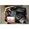 Image 2 : BOX OF ASSORTED LOST PROPERTY ELECTRONICS, VIDEO CAMERA, AND CANADIAN CLUB BOTTLE