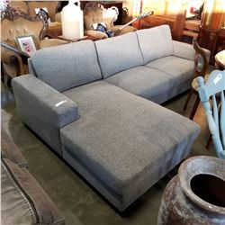 BRAND NEW 2PC GREY FABRIC LEFT HAND SECTIONAL SOFA - RETAIL $1499