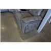 Image 10 : NEW MODERN GREY STITCHED PALOMINO FABRIC 3 PIECE SECTIONAL SOFA, WITH 3 POWER RECLINERS, 2 CONSOLES,