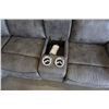 Image 9 : NEW MODERN GREY STITCHED PALOMINO FABRIC 3 PIECE SECTIONAL SOFA, WITH 3 POWER RECLINERS, 2 CONSOLES,
