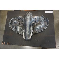 ELEPHANT HEAD PLAQUE ON WOOD