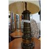 Image 2 : HEAVY BRASS TABLE LAMP W/ PLEATED SHADE, STIFFEL WRITTEN ON BOTTOM