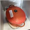 Image 1 : 19 CREUSET ENAMEL LIDDED POT AND BLUE ENAMEL PAN