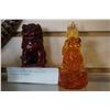 Image 1 : VINTAGE GLASS AND RED CAST CHINESE FIGURES