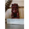 Image 4 : VINTAGE GLASS AND RED CAST CHINESE FIGURES