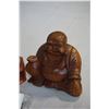 Image 3 : HAND PAINTED VASE, WOODEN BUDDAH, AND FIGURE
