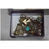 Image 2 : BOX OF VARIOUS PINS, LOCKETS, BOX EARRINGS, ETC