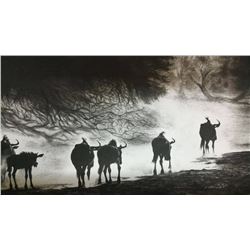 Gisela Marnewecke Painting "Wildebeest at Sunset"