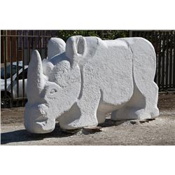 Life-sized Marble Rhino, hand sculpted by Namibian artist Alpheus Mvula