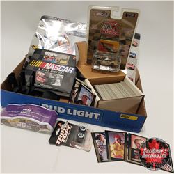 Tray Lot: Nascar Collectibles including (Book, 1/64 Diecast Car, Collector Cards, Calendar, T-Shirt,