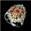 Image 3 : Natural Top Fancy Sapphire & Emerald Ring