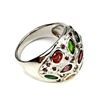Image 3 : Natural Sapphire Emerald &  Rhodolite Garnet Ring