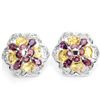 Image 1 : Natural PINK RHODOLITE GARNET & YELLOW CITRINE Earring