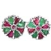 Image 1 : Natural EMERALD & RUBY FLOWER EARRING